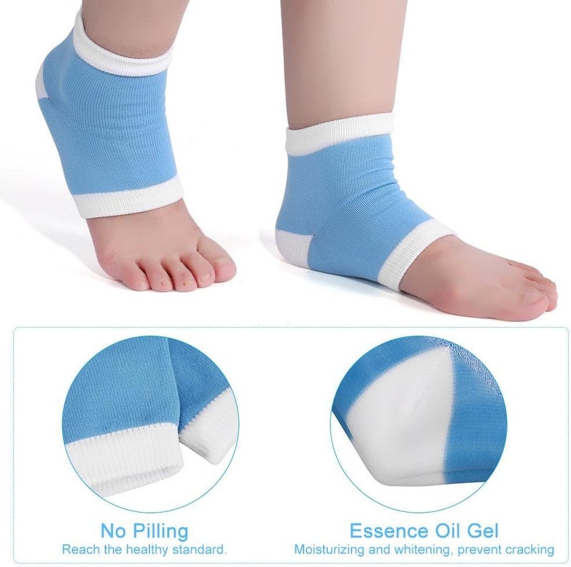 woobles Moisturizing Gel Heel Socks for Dry Cracked Heels, Ventilate Open Toe Socks with Essential Oil for Pain Relief & Rough Skin, Foot Care Gel Moisturizer Socks for Men Women Heel Repair (blue) - Image 2